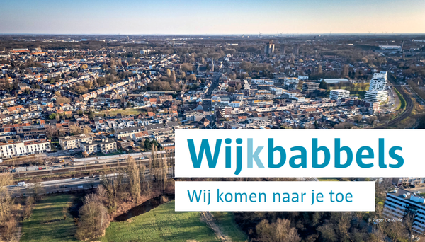 Luchtfoto Hoboken met titel 'Wijkbabbels'